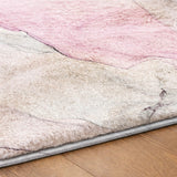 8' Pink And Gray Abstract Shag Washable Round Rug With UV Protection - HomeRoots - Flyclothing LLC
