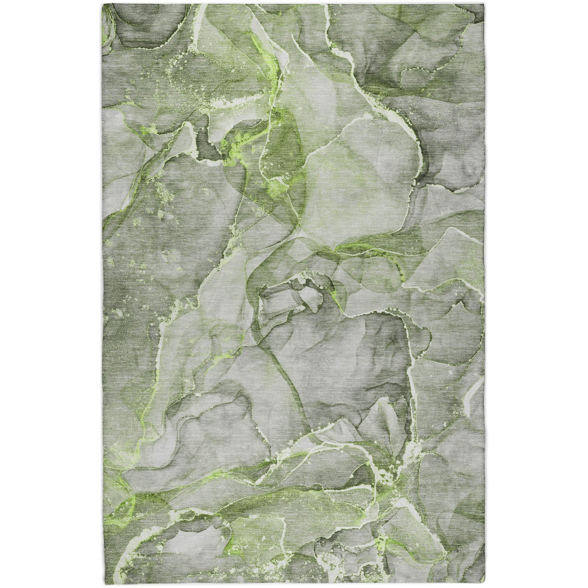 5' X 8' Green And Lime Green Abstract Shag Washable Area Rug With UV Protection - HomeRoots - Flyclothing LLC