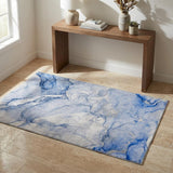 3' X 5' Navy Blue And Blue Abstract Shag Washable Area Rug With UV Protection - HomeRoots - Flyclothing LLC