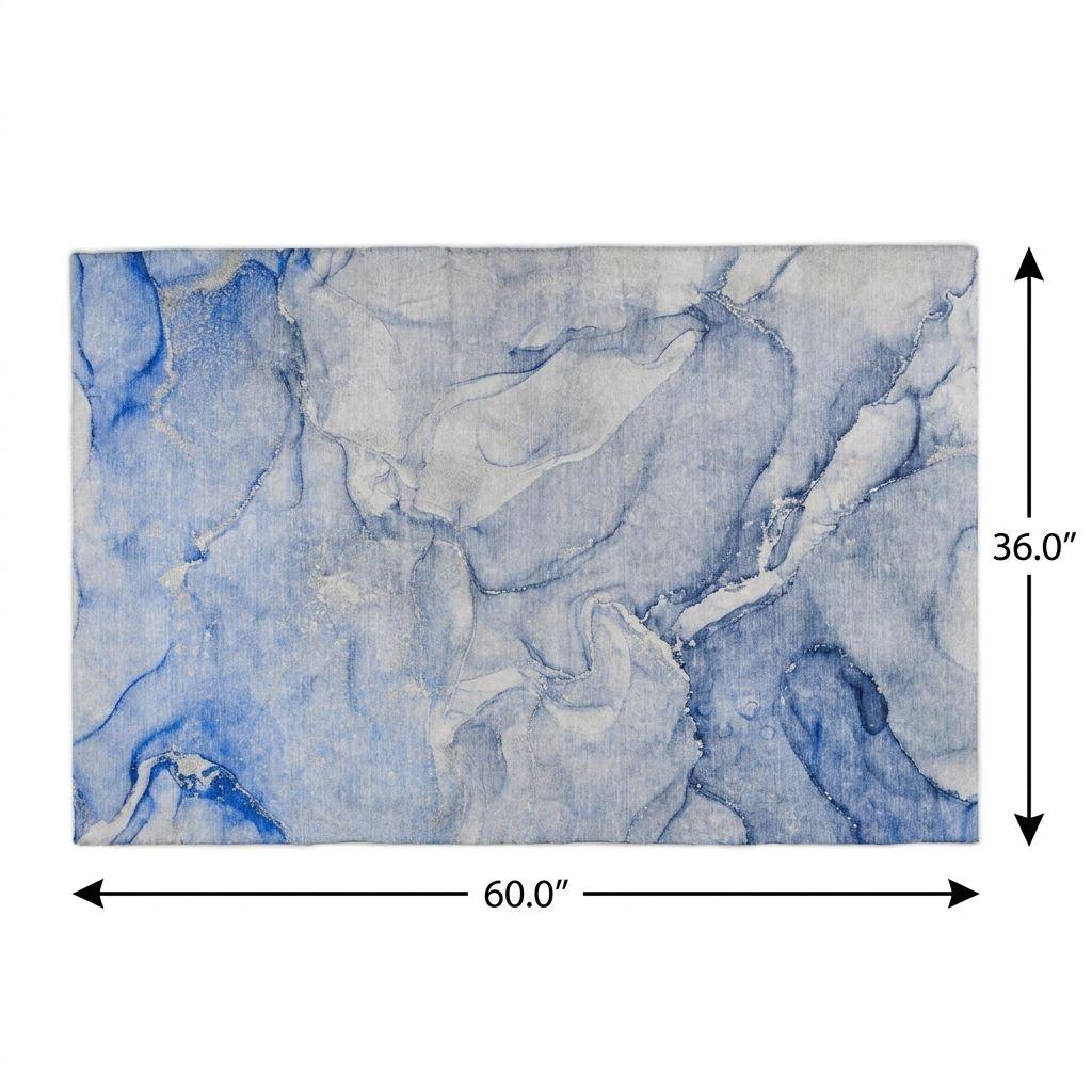 3' X 5' Navy Blue And Blue Abstract Shag Washable Area Rug With UV Protection - HomeRoots - Flyclothing LLC