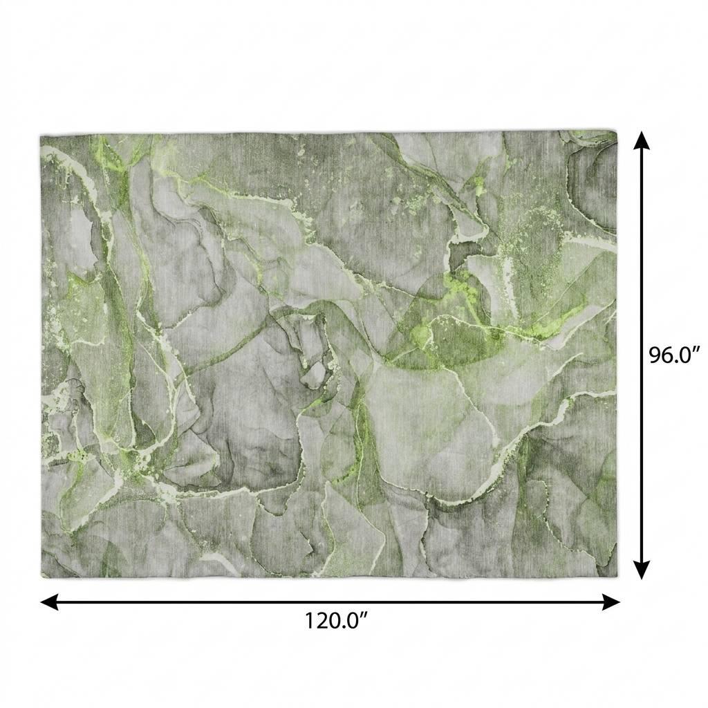 8' X 10' Green And Lime Green Abstract Shag Washable Area Rug With UV Protection - HomeRoots - Flyclothing LLC