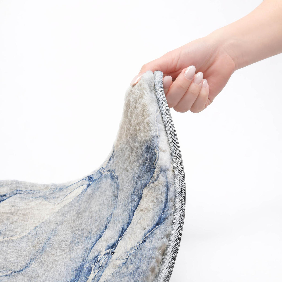 8' Navy Blue And Blue Abstract Shag Washable Round Rug With UV Protection - HomeRoots - Flyclothing LLC