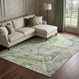 10' X 14' Green And Lime Green Abstract Shag Washable Area Rug With UV Protection - HomeRoots - Flyclothing LLC