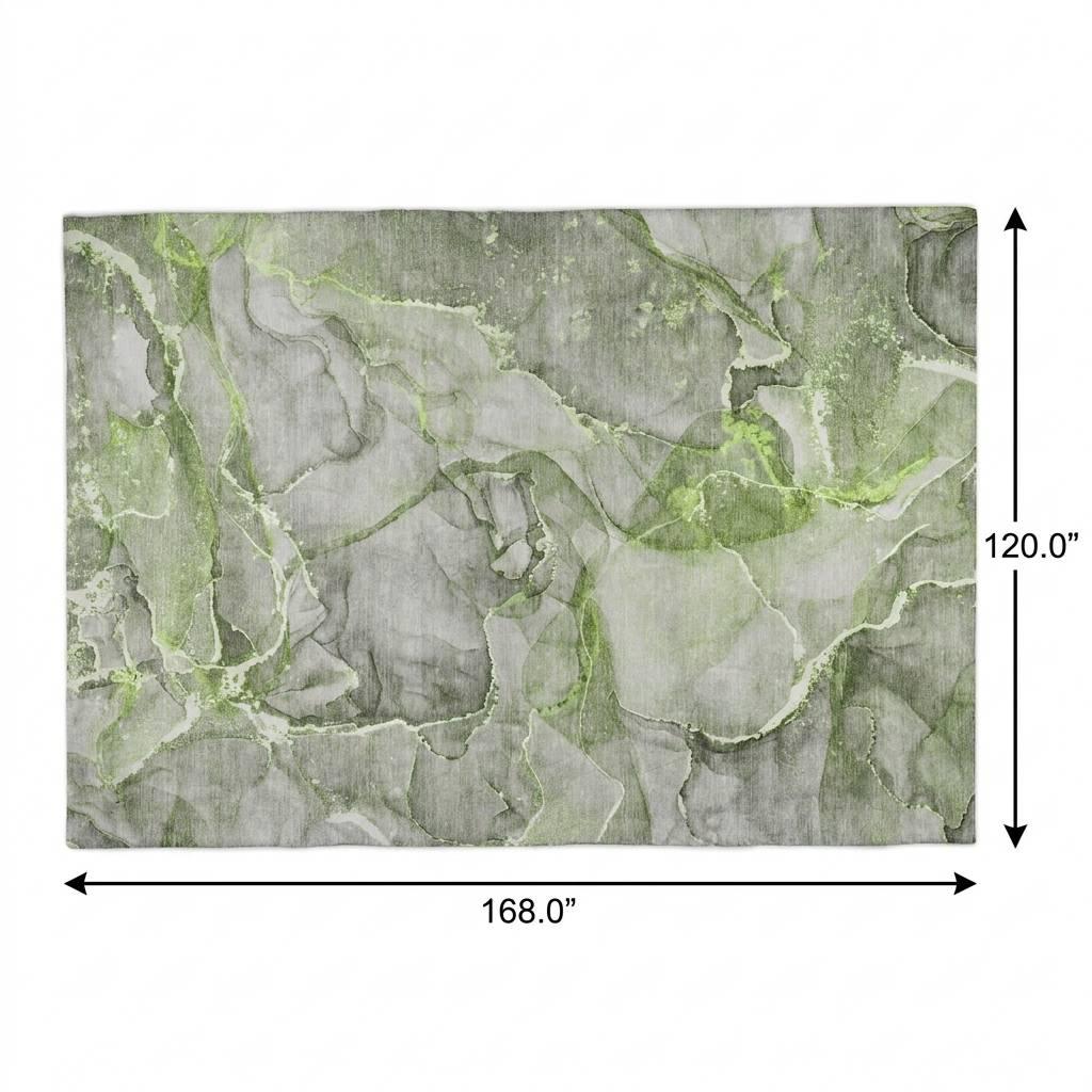 10' X 14' Green And Lime Green Abstract Shag Washable Area Rug With UV Protection - HomeRoots - Flyclothing LLC