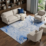 9' X 12' Navy Blue And Blue Abstract Shag Washable Area Rug With UV Protection - HomeRoots - Flyclothing LLC