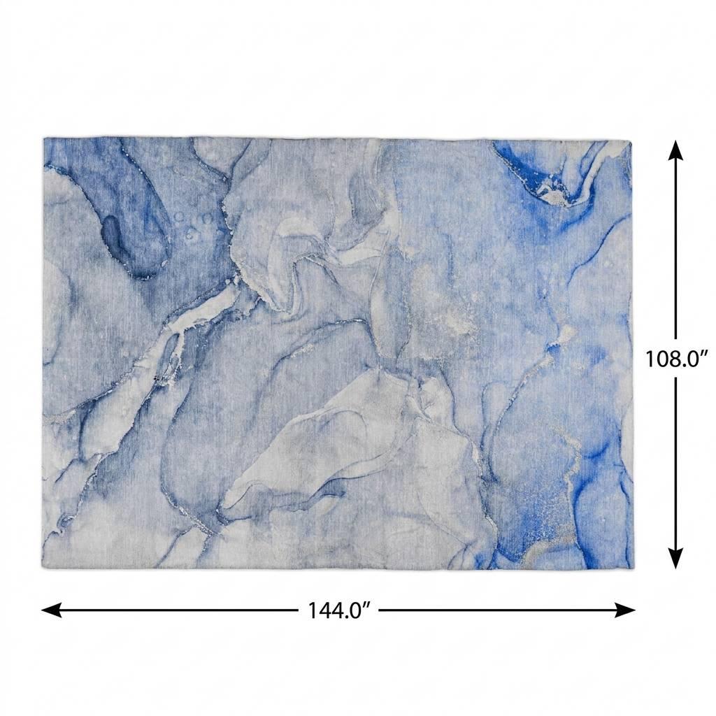9' X 12' Navy Blue And Blue Abstract Shag Washable Area Rug With UV Protection - HomeRoots - Flyclothing LLC