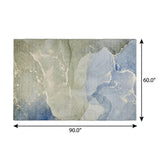 5' X 8' Blue And Denim Blue Abstract Shag Washable Area Rug With UV Protection - HomeRoots - Flyclothing LLC