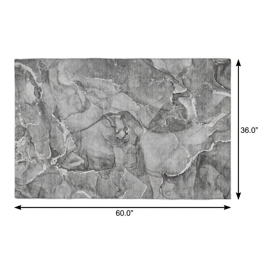 3' X 5' Pewter And Gray Abstract Shag Washable Area Rug With UV Protection - HomeRoots - Flyclothing LLC
