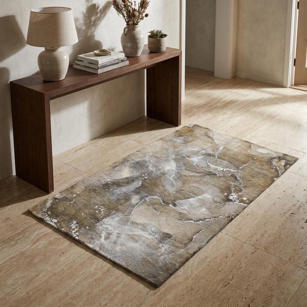 3' X 5' Brown And Chocolate Abstract Shag Washable Area Rug With UV Protection - HomeRoots - Flyclothing LLC