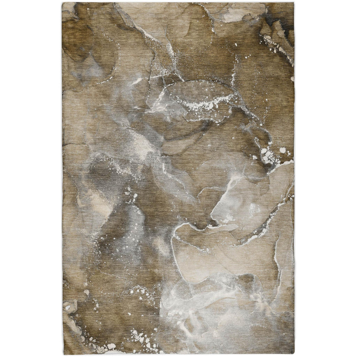 3' X 5' Brown And Chocolate Abstract Shag Washable Area Rug With UV Protection - HomeRoots - Flyclothing LLC