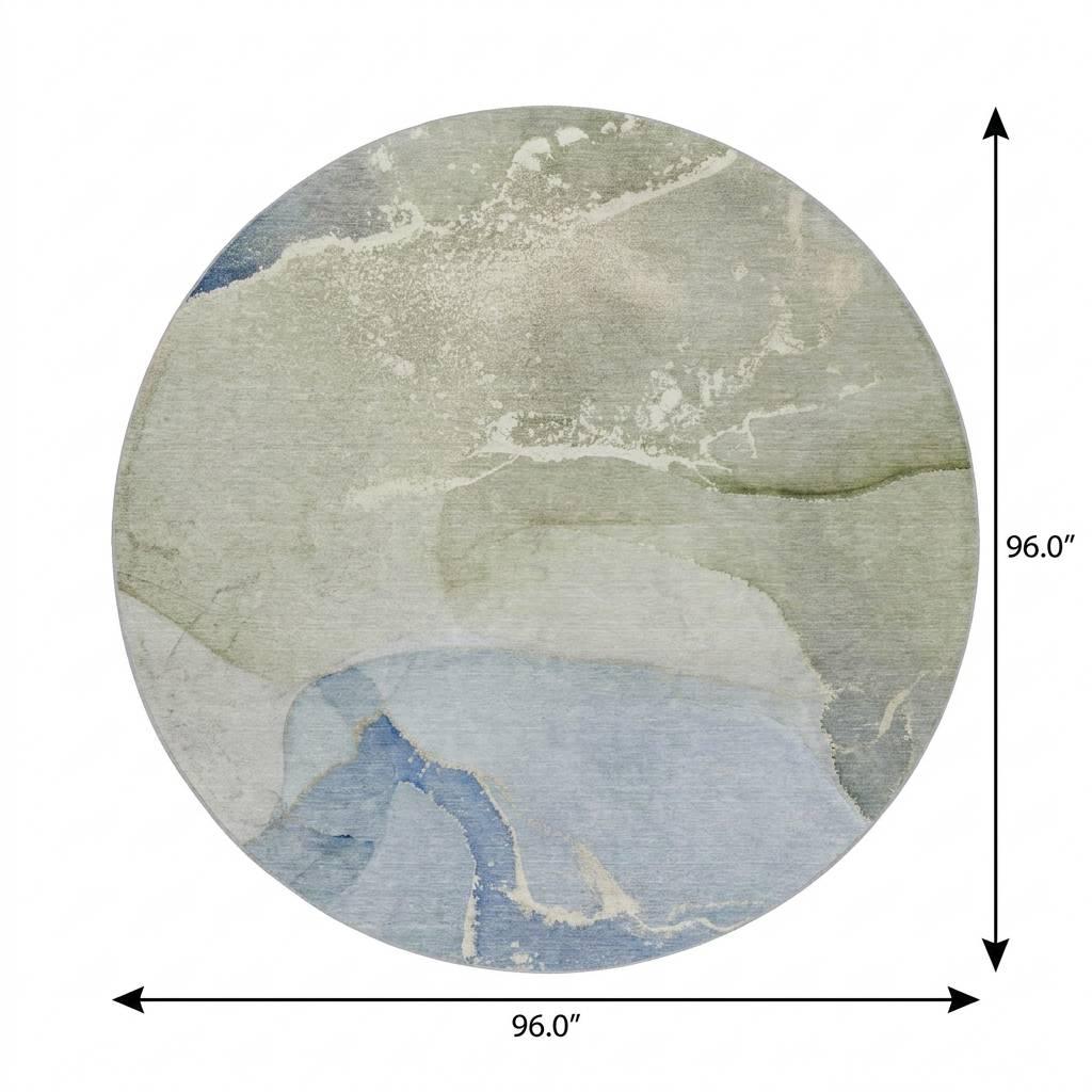 8' Blue And Denim Blue Abstract Shag Washable Round Rug With UV Protection - HomeRoots - Flyclothing LLC