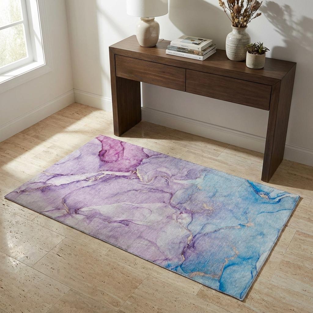 3' X 5' Purple And Plum Abstract Shag Washable Area Rug With UV Protection - HomeRoots - Flyclothing LLC