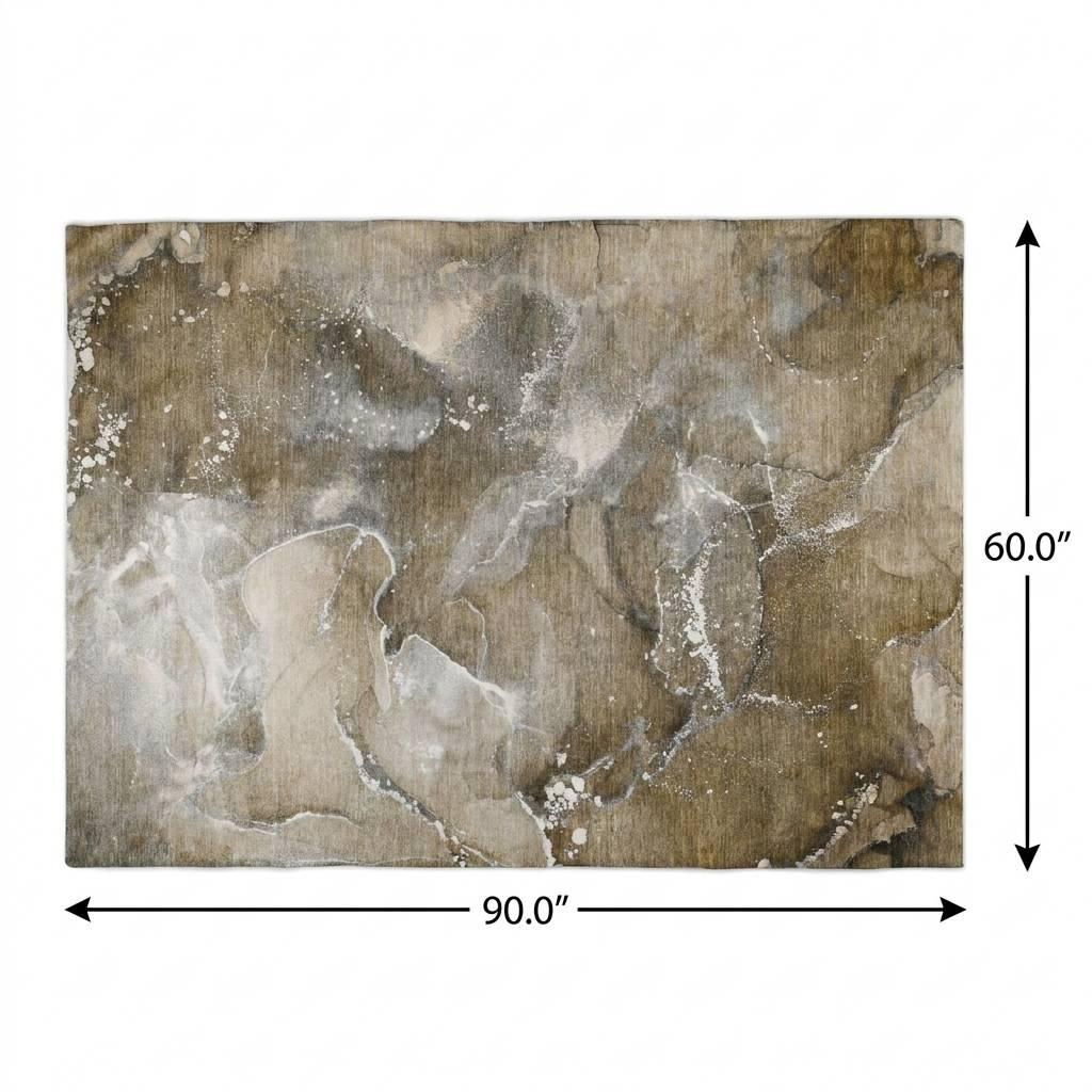 5' X 8' Brown And Chocolate Abstract Shag Washable Area Rug With UV Protection - HomeRoots - Flyclothing LLC