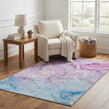 5' X 8' Purple And Plum Abstract Shag Washable Area Rug With UV Protection - HomeRoots - Flyclothing LLC