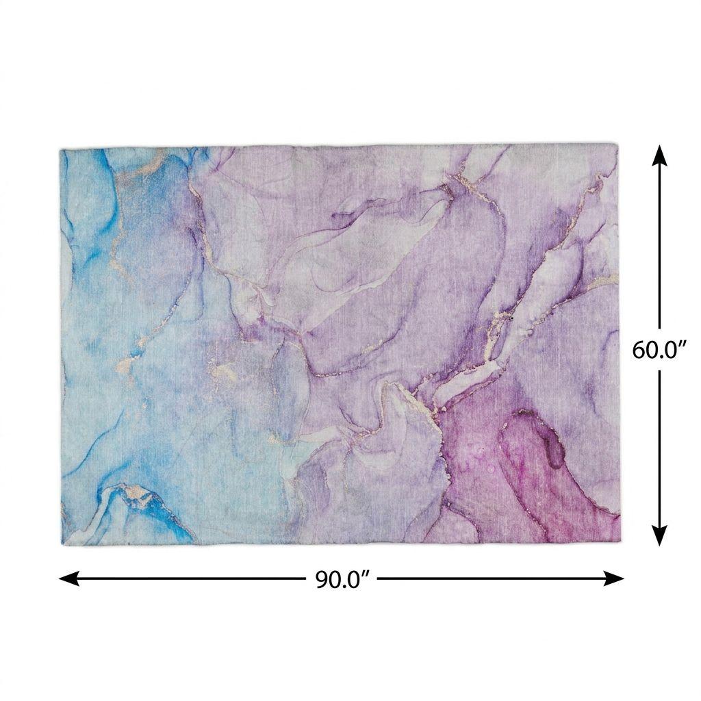 5' X 8' Purple And Plum Abstract Shag Washable Area Rug With UV Protection - HomeRoots - Flyclothing LLC