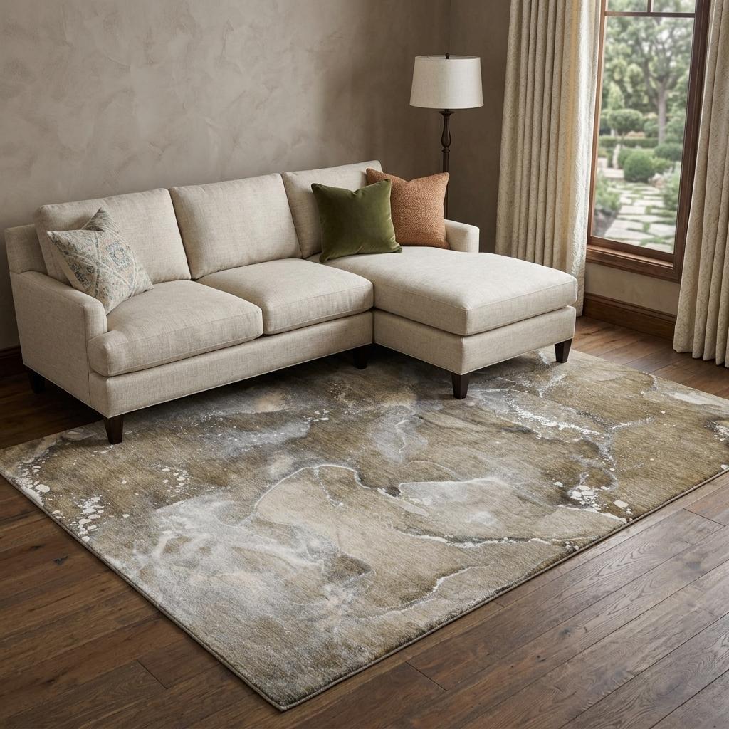 8' X 10' Brown And Chocolate Abstract Shag Washable Area Rug With UV Protection - HomeRoots - Flyclothing LLC