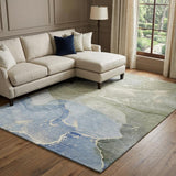 10' X 14' Blue And Denim Blue Abstract Shag Washable Area Rug With UV Protection - HomeRoots - Flyclothing LLC