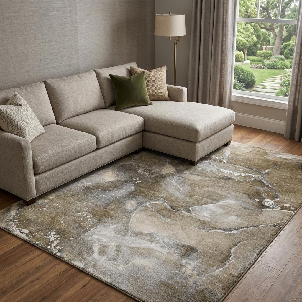 9' X 12' Brown And Chocolate Abstract Shag Washable Area Rug With UV Protection - HomeRoots - Flyclothing LLC