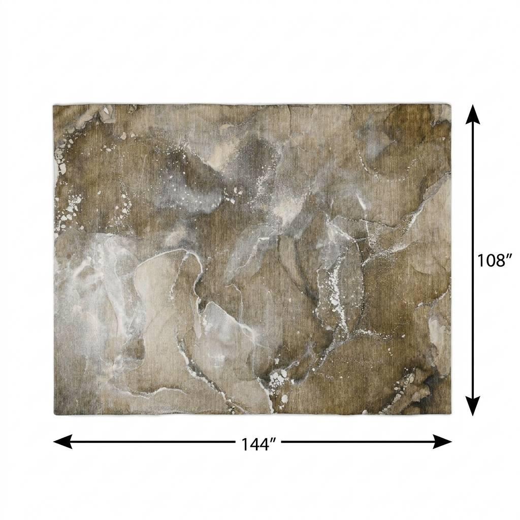 9' X 12' Brown And Chocolate Abstract Shag Washable Area Rug With UV Protection - HomeRoots - Flyclothing LLC