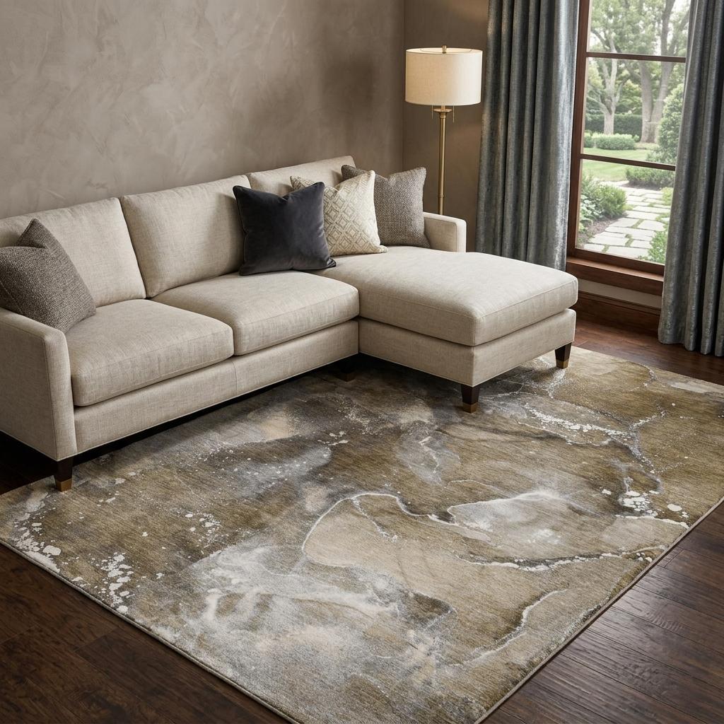 10' X 14' Brown And Chocolate Abstract Shag Washable Area Rug With UV Protection - HomeRoots - Flyclothing LLC