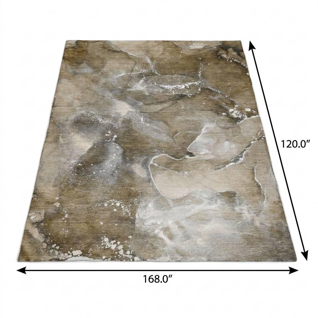 10' X 14' Brown And Chocolate Abstract Shag Washable Area Rug With UV Protection - HomeRoots - Flyclothing LLC