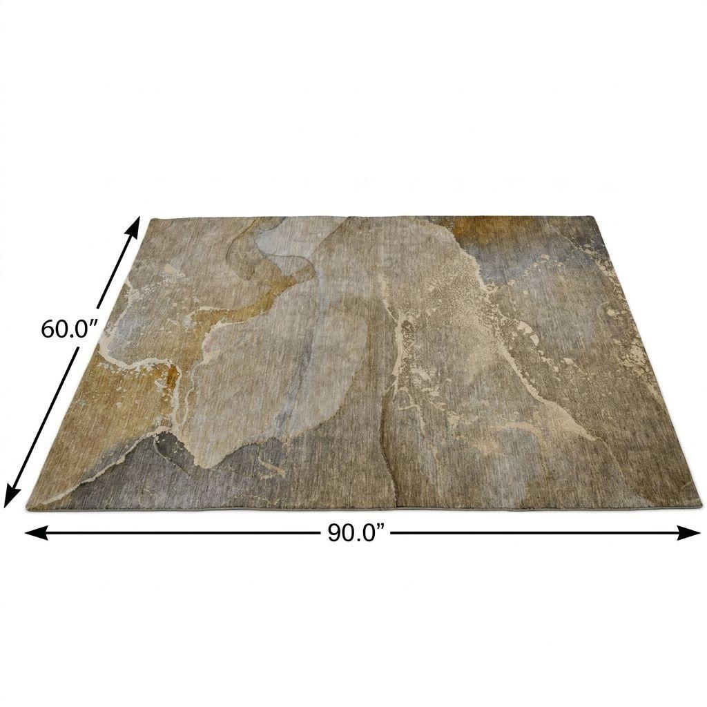 5' X 8' Brown And Taupe Abstract Shag Washable Area Rug With UV Protection - HomeRoots - Flyclothing LLC