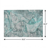 5' X 8' Teal And Gray Abstract Shag Washable Area Rug With UV Protection - HomeRoots - Flyclothing LLC