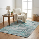 5' X 8' Teal And Gray Abstract Shag Washable Area Rug With UV Protection - HomeRoots - Flyclothing LLC