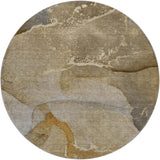 8' Brown And Taupe Abstract Shag Washable Round Rug With UV Protection - HomeRoots - Flyclothing LLC