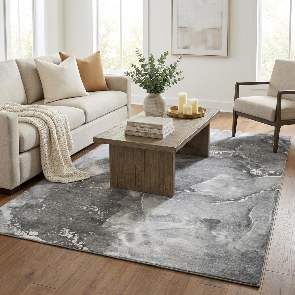 5' X 8' Gray And Charcoal Abstract Shag Washable Area Rug With UV Protection - HomeRoots - Flyclothing LLC