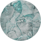 8' Teal And Gray Abstract Shag Washable Round Rug With UV Protection - HomeRoots - Flyclothing LLC