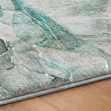 8' Teal And Gray Abstract Shag Washable Round Rug With UV Protection - HomeRoots - Flyclothing LLC