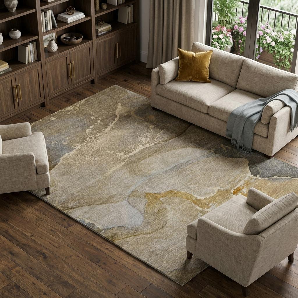 8' X 10' Brown And Taupe Abstract Shag Washable Area Rug With UV Protection - HomeRoots - Flyclothing LLC
