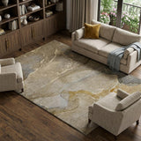 8' X 10' Brown And Taupe Abstract Shag Washable Area Rug With UV Protection - HomeRoots - Flyclothing LLC