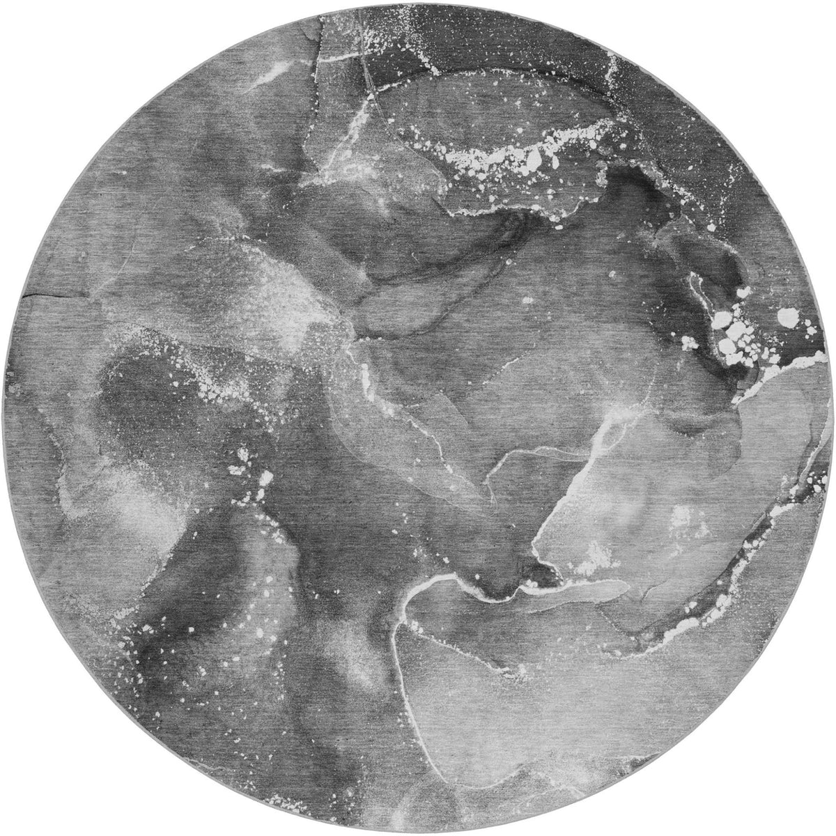 8' Gray And Charcoal Abstract Shag Washable Round Rug With UV Protection - HomeRoots - Flyclothing LLC