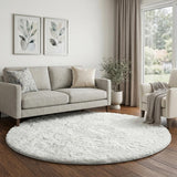 8' Gray And Charcoal Abstract Shag Washable Round Rug With UV Protection - HomeRoots - Flyclothing LLC