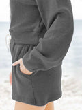 Ribbed Round Neck Long Sleeve Top and Shorts Set - Trendsi - Flyclothing LLC