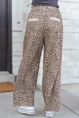 Leopard Print Wide-Leg Pants with Drawstring - Trendsi - Flyclothing LLC