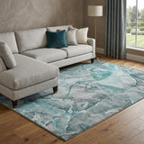 8' X 10' Teal And Gray Abstract Shag Washable Area Rug With UV Protection - HomeRoots - Flyclothing LLC