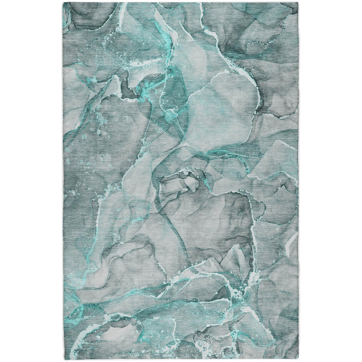 8' X 10' Teal And Gray Abstract Shag Washable Area Rug With UV Protection - HomeRoots - Flyclothing LLC