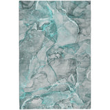 8' X 10' Teal And Gray Abstract Shag Washable Area Rug With UV Protection - HomeRoots - Flyclothing LLC