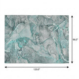 8' X 10' Teal And Gray Abstract Shag Washable Area Rug With UV Protection - HomeRoots - Flyclothing LLC