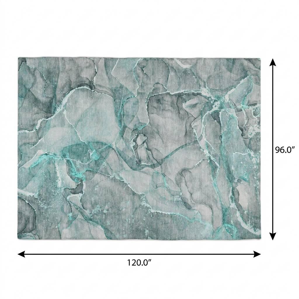 8' X 10' Teal And Gray Abstract Shag Washable Area Rug With UV Protection - HomeRoots - Flyclothing LLC