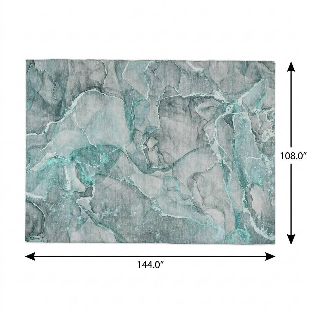 9' X 12' Teal And Gray Abstract Shag Washable Area Rug With UV Protection - HomeRoots - Flyclothing LLC