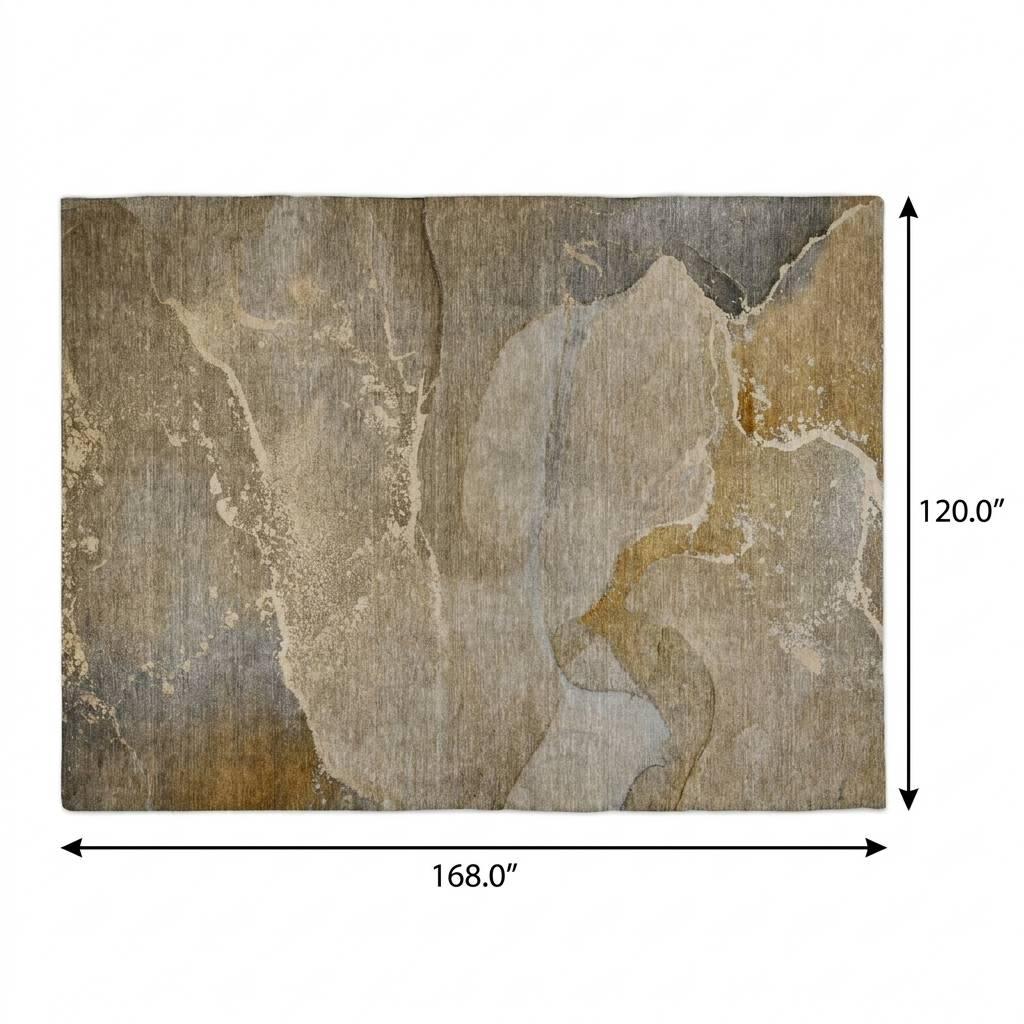 10' X 14' Brown And Taupe Abstract Shag Washable Area Rug With UV Protection - HomeRoots - Flyclothing LLC