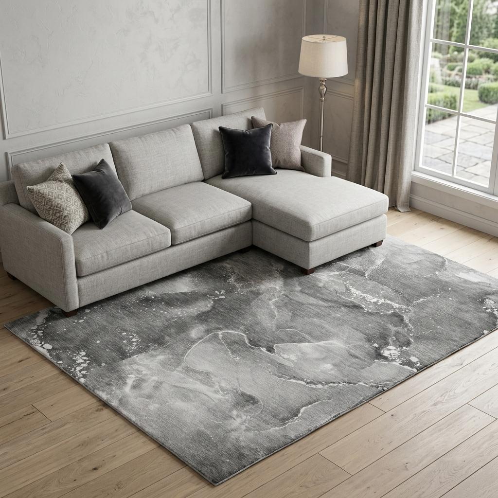 9' X 12' Gray And Charcoal Abstract Shag Washable Area Rug With UV Protection - HomeRoots - Flyclothing LLC