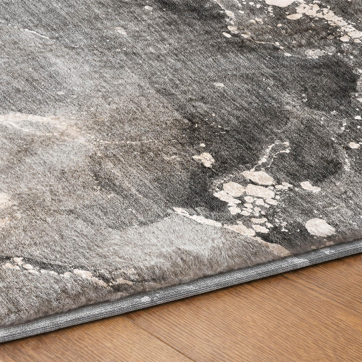 9' X 12' Gray And Charcoal Abstract Shag Washable Area Rug With UV Protection - HomeRoots - Flyclothing LLC