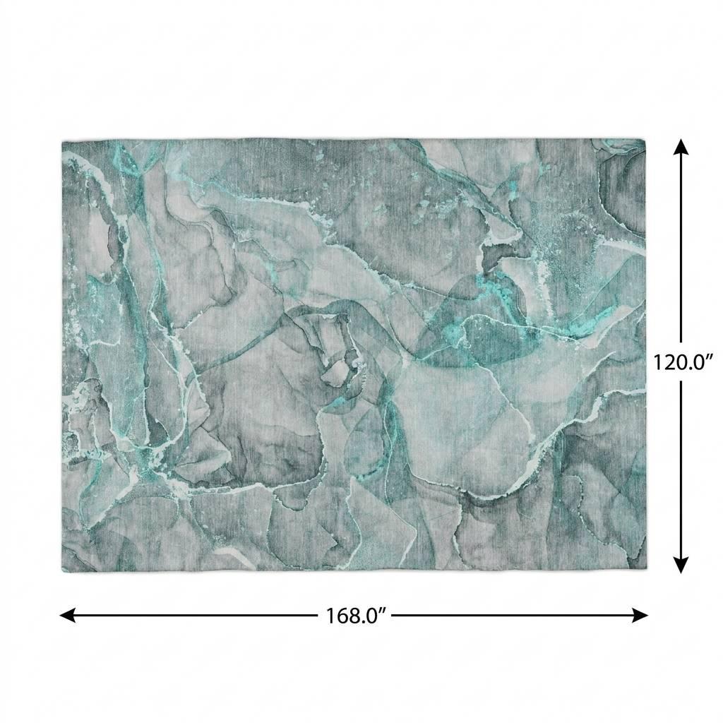 10' X 14' Teal And Gray Abstract Shag Washable Area Rug With UV Protection - HomeRoots - Flyclothing LLC