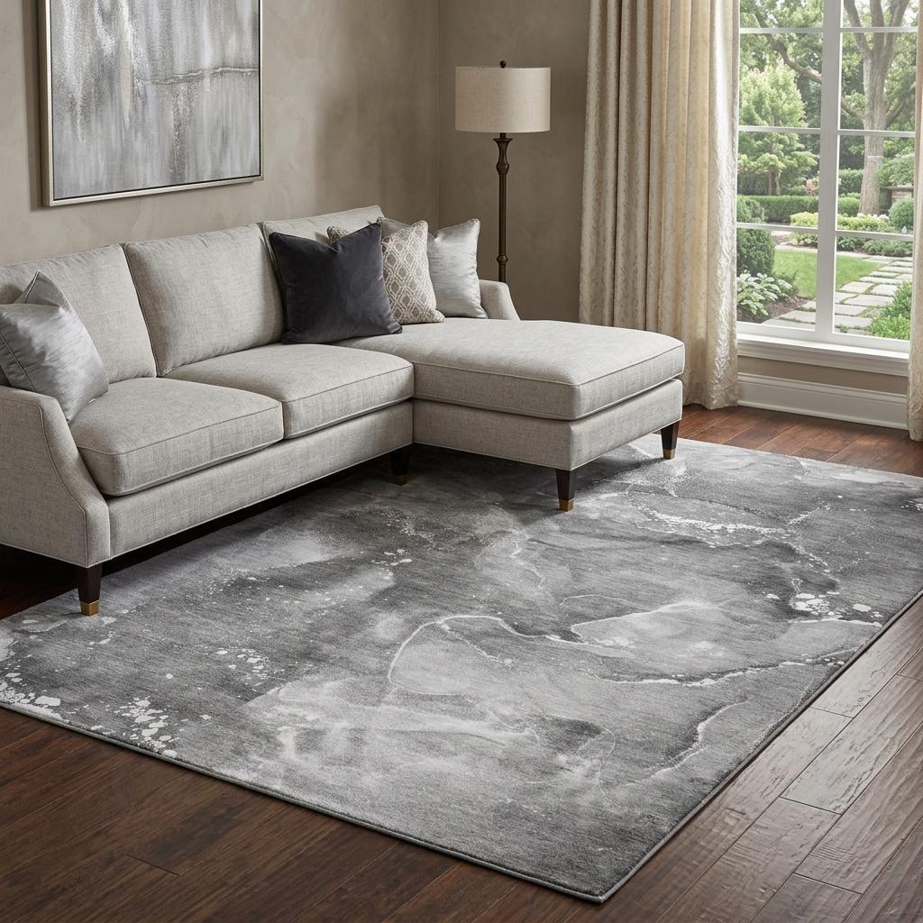 10' X 14' Gray And Charcoal Abstract Shag Washable Area Rug With UV Protection - HomeRoots - Flyclothing LLC