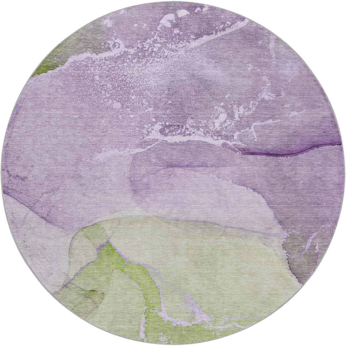 8' Purple And Lilac Abstract Shag Washable Round Rug With UV Protection - HomeRoots - Flyclothing LLC